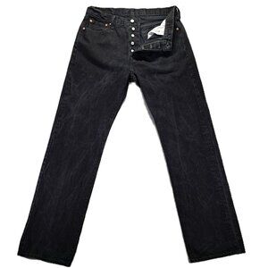 Levis 501 XX Jean Mens 35x34, Tag 36x36 Black Denim Button Fly Relax Straight